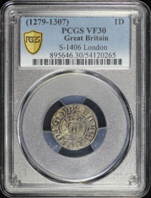 Obverse of this (1279-1307) Great Britain Silver 1 Penny S-1406 London PCGS VF-30