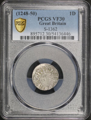 Obverse of this (1248-50) Great Britain S-1362 1D PCGS VF-30