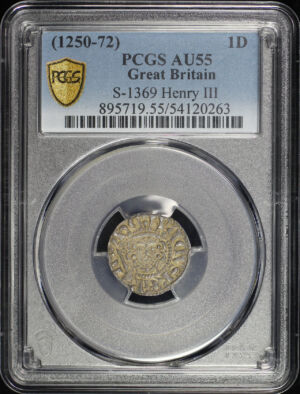 Obverse of this (1250-72) Great Britain Henry III Silver 1 Penny S-1369 PCGS AU-55