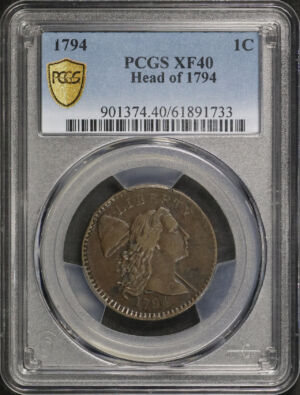 Obverse of this 1794 Flowing Hair Large Cent PCGS XF-40 BN