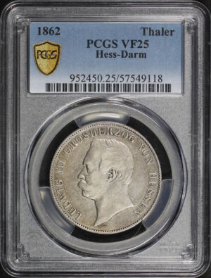 Obverse of this 1862 Hess-Dam Thaler PCGS VF-25