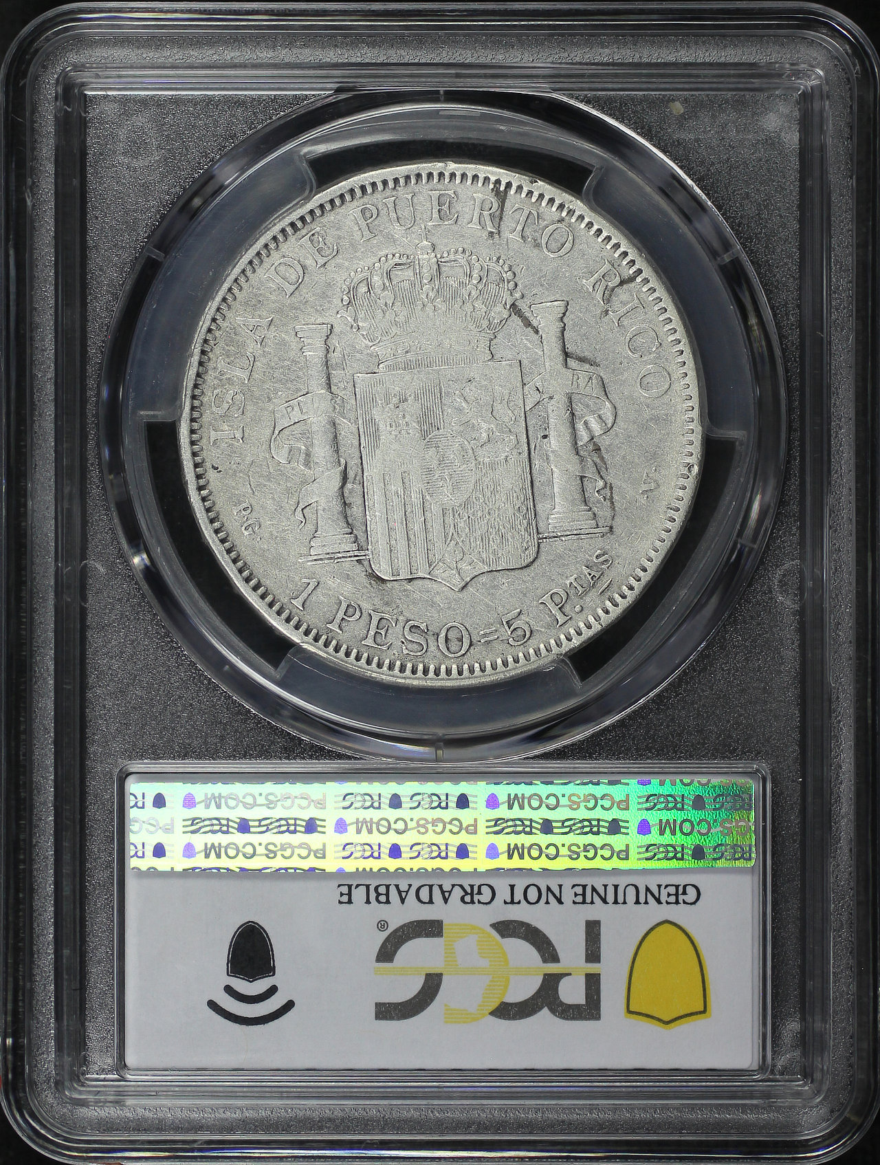 Reverse of this 1895 KM-24 Peso PCGS VF Details Cleaned