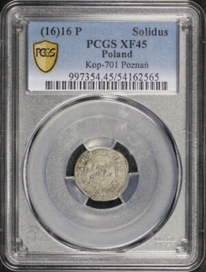 Obverse of this (16)16P Poland Kop-701 Poznań Solidus PCGS XF-45
