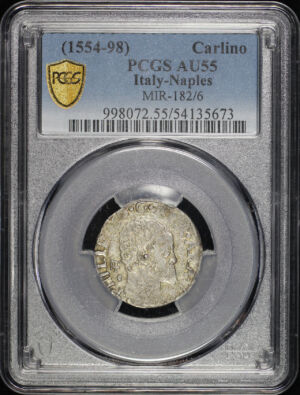 Obverse of this (1554-98) Italian States Naples Silver 1 Carlino MIR-182/6 PCGS AU-55