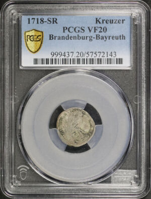 Obverse of this 1718-SR Brandenburg-Bayreuth Kreuzer PCGS VF-20