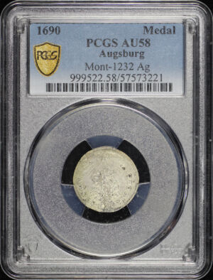 Obverse of this 1690 Augsburg Mont-1232 Ag Medal PCGS AU-58