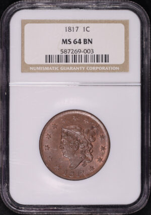 Obverse of this 1817 Coronet Head Cent NGC MS-64 BN