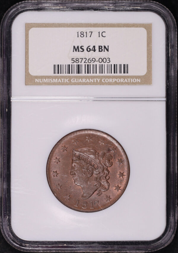 Obverse of this 1817 Coronet Head Cent NGC MS-64 BN