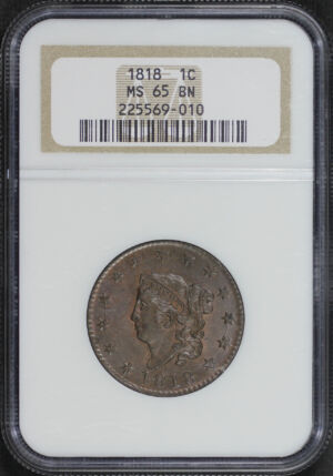 Obverse of this 1818 Coronet Head Cent NGC MS-65 BN