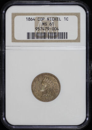 Obverse of this 1864 Copper Nickel Indian Cent Copper-Nickel NGC MS-61