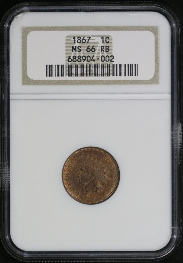 Obverse of this 1867 Indian Cent NGC MS-66 RB