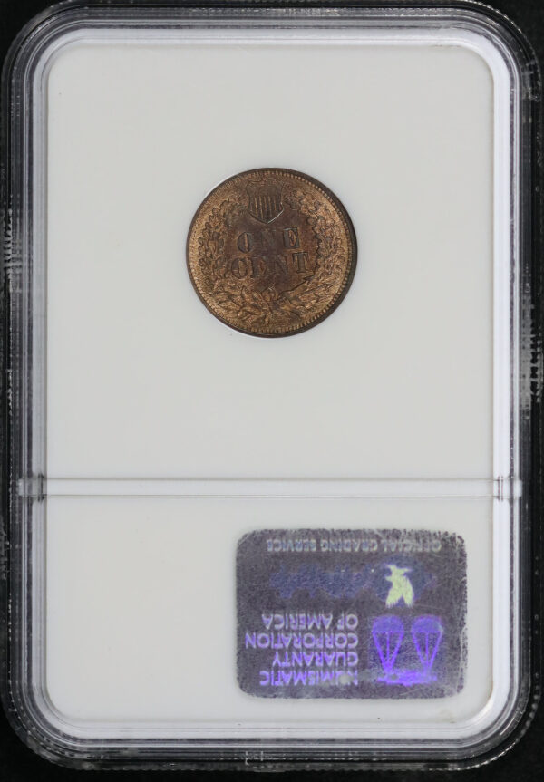 Reverse of this 1867 Indian Cent NGC MS-66 RB