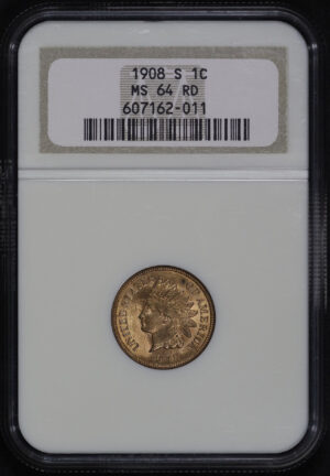 Obverse of this 1908-S Indian Cent NGC MS-64 RD