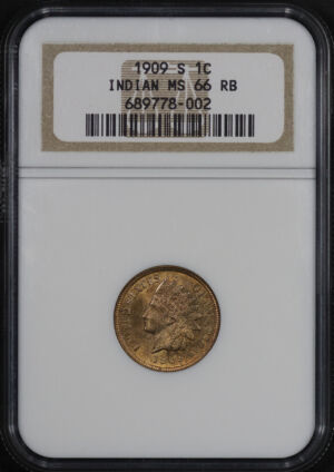 Obverse of this 1909-S Indian Cent NGC MS-66 RB