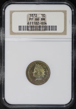 Obverse of this 1872 Indian Cent NGC PF-66 BN