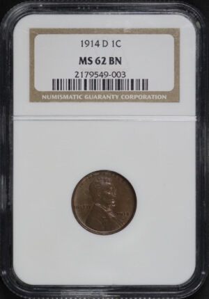 Obverse of this 1914-D Lincoln Cent Wheat Reverse NGC MS-62 BN