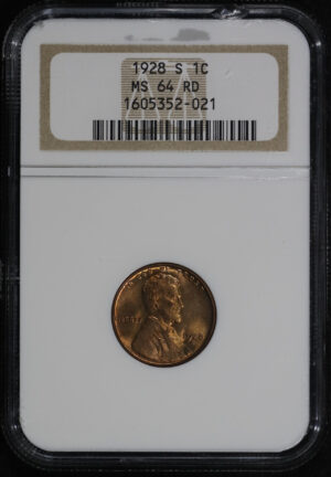 Obverse of this 1928-S Lincoln Cent Wheat Reverse NGC MS-64 RD