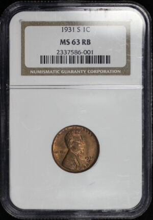 Obverse of this 1931-S Lincoln Cent Wheat Reverse NGC MS-63 RB