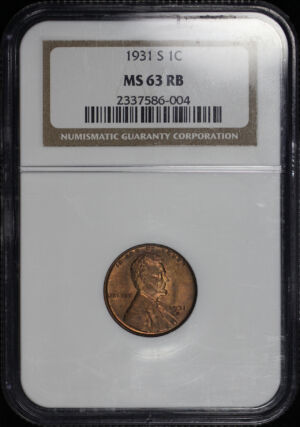 Obverse of this 1931-S Lincoln Cent Wheat Reverse NGC MS-63 RB