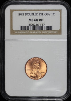 Obverse of this 1995 Doubled Die Obv Lincoln Cent Modern Obverse NGC MS-68 RD