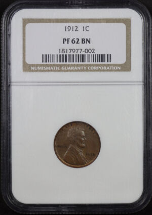 Obverse of this 1912 Lincoln Cent Wheat Reverse NGC PF-62 BN
