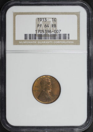Obverse of this 1913 Lincoln Cent Wheat Reverse NGC PF-64 RB