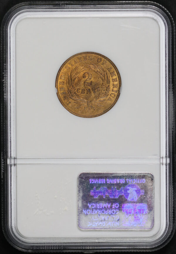 Reverse of this 1864 Two Cent Large Motto NGC MS-65 RD
