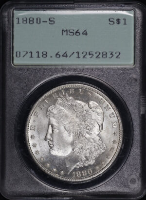 Obverse of this 1880-S Morgan Dollar PCGS MS-64 Old Green Rattle Holder