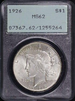 Obverse of this 1926 Peace Dollar PCGS MS-62 Old Green Holder