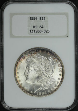 Obverse of this 1884 Morgan Dollar NGC MS-64 Old Fatty Holder