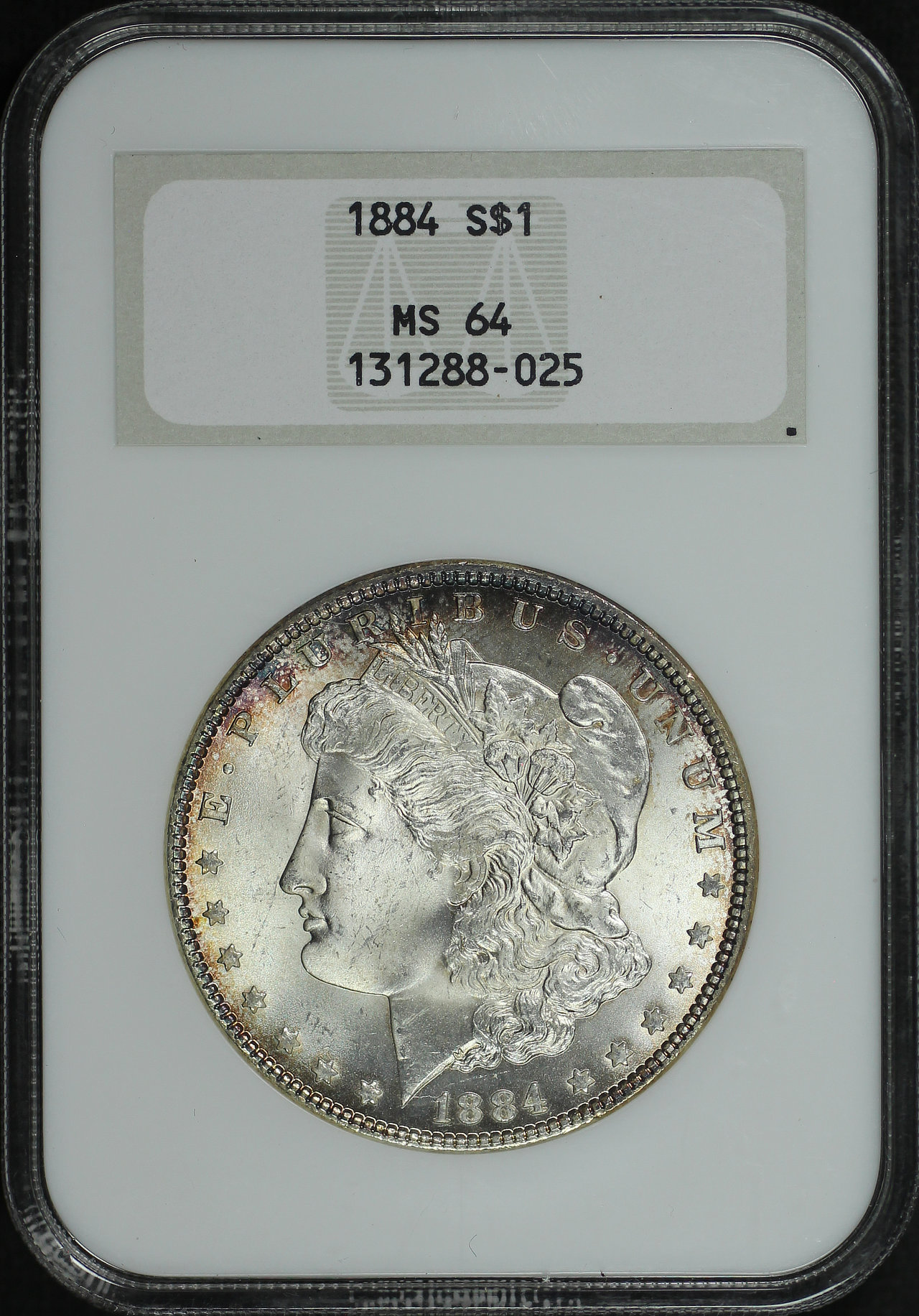 Obverse of this 1884 Morgan Dollar NGC MS-64 Old Fatty Holder