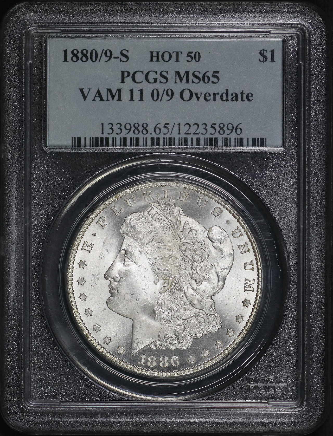 Obverse of this 1880/9-S Hot 50 Morgan Dollar VAM-11 PCGS MS-65