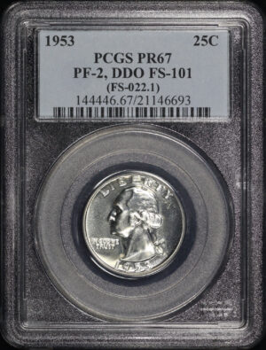 Obverse of this 1953 Washington Quarter PCGS PR-67 PF-2 FS-101 DDO