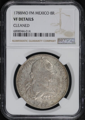 Obverse of this 1788 Mo FM Mexico  8 Reales NGC VF Details Cleaned