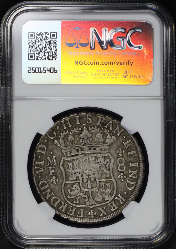 Reverse of this 1749 Mo Mf Mexico  8R NGC AU-53
