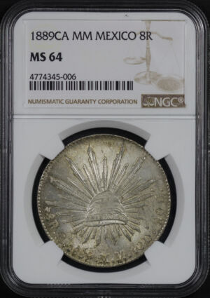 Obverse of this 1889CA MM Mexico 8 Reales NGC MS-64