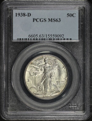 Obverse of this 1938-D Walking Liberty Half Dollar PCGS MS-63