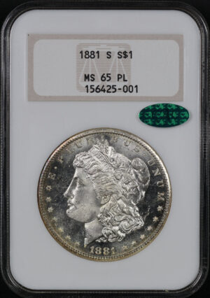 Obverse of this 1881-S Morgan Dollar NGC MS-65 PL CAC