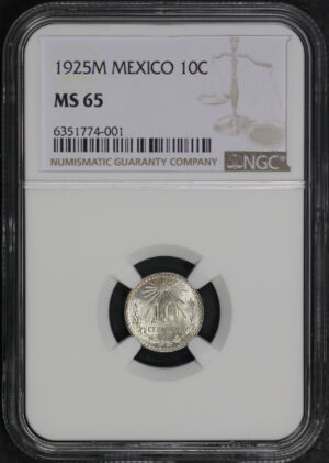 Obverse of this 1925-M Mexico 10 Centavos NGC MS-65