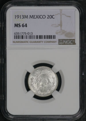 Obverse of this 1913-M Mexico 20 Centavos NGC MS-64