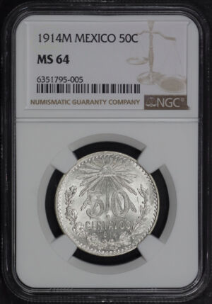 Obverse of this 1914-M Mexico 50 Centavos NGC MS-64