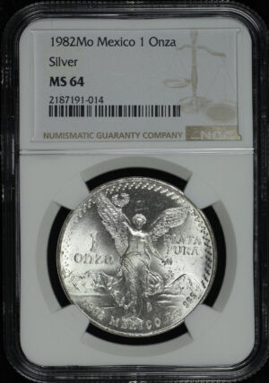 Obverse of this 1982-Mo Mexico Silver Libertad Onza NGC MS-64