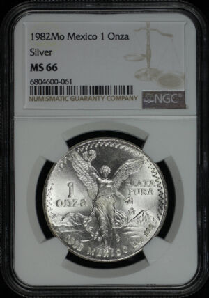 Obverse of this 1982-Mo Mexico Silver Libertad Onza NGC MS-66