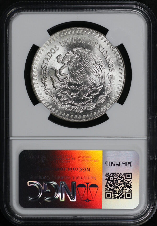 Reverse of this 1984 Mo Mexico Silver Libertad Onza NGC MS-67