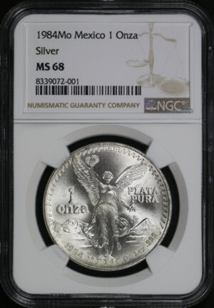 Obverse of this 1984-Mo Mexico Silver Libertad Onza NGC MS-68 