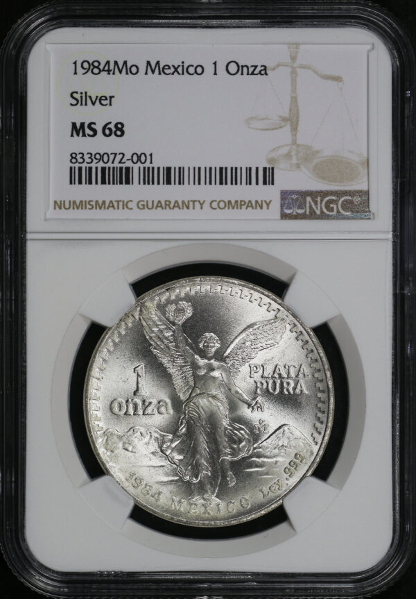 Obverse of this 1984-Mo Mexico Silver Libertad Onza NGC MS-68 