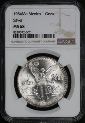 Obverse of this 1984-Mo Mexico Silver Libertad Onza NGC MS-68