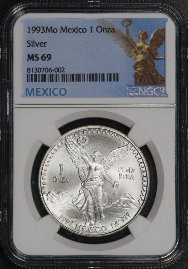 Obverse of this 1993-Mo Mexico Silver Libertad Onza NGC MS-69