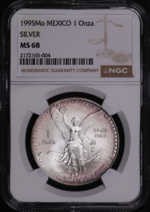 Obverse of this 1995Mo Mexico Silver Libertad Onza NGC MS-68