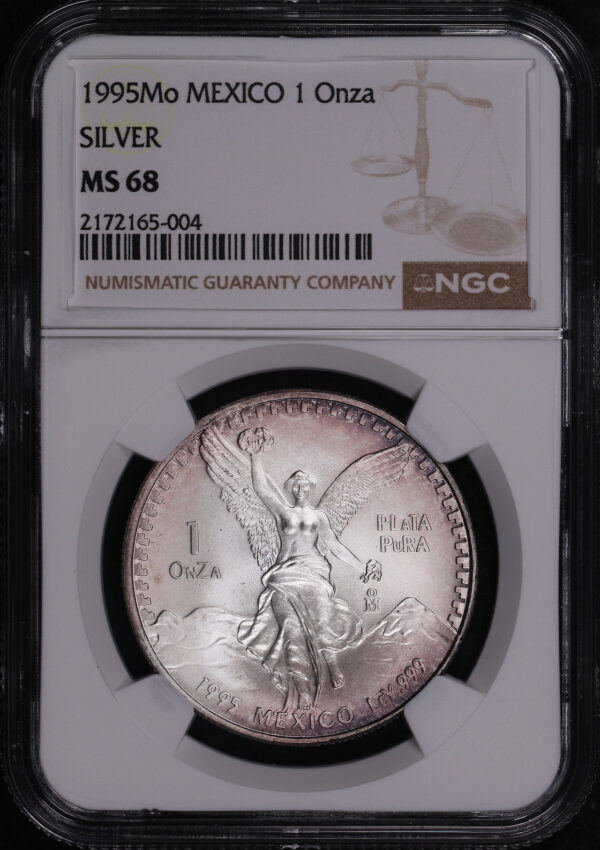 Obverse of this 1995Mo Mexico Silver Libertad Onza NGC MS-68
